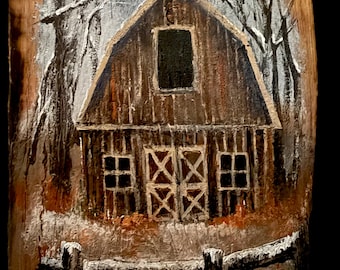 Barn- Acrylic on Wood- Hand Painted