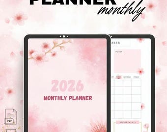Agenda mensuel floral à imprimer | Plan mensuel rose au format PDF (téléchargement instantané)