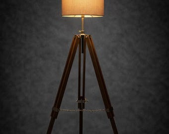 55 Inch Wooden Tripod Floor Lamp, Modern Standing Lamp for Living Room Bedroom Office, Mid Century Home Decor (Shade Not Included)