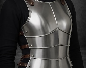 Medieval Steel Cuirass Lady Armor, Knight Chest Plate with Leather Straps, LARP Renaissance Costume Breastplate, Historical Battle Wear