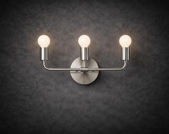 Aplique de pared moderno de 3 luces en níquel cepillado: diseño minimalista, elegante luminaria para baño, sala de estar o pasillo.