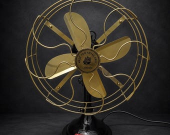 Vintage Royal Navy Style Brass Table Fan Antique Desk Fan Retro Metal Electric Fan Industrial Home Office Decor Nautical Marine Gift For Him