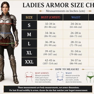 Set di armatura medievale da donna fatto a mano, costume da cavaliere femminile, armatura in piastre d'acciaio, corsetto da guerriero, cosplay fantasy, armatura rinascimentale immagine 11