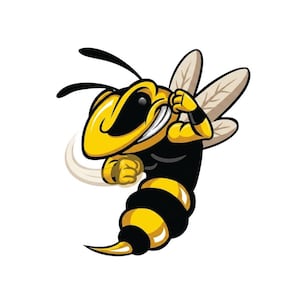 Può includere: Illustrazione di un cartone animato di un calabrone giallo e nero con un'espressione sorridente e pugni chiusi. Il calabrone ha ali color camoscio e posa come se fosse pronto a combattere. Lo sfondo è bianco.