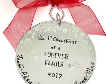 Adoption Gifts, Adoption Sign, Aluminum Christmas Tree, Christmas Ornament, Personalized Family Ornament