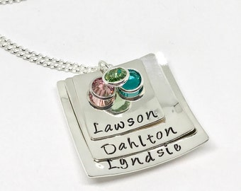 Personalized Disc Necklace,  Birthstone Necklace for Mom, Mothers Day Gift from Daughter