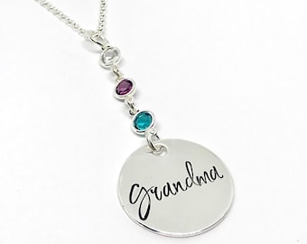 Personalized Birthstone Necklace, Best Gifts for Grandma, Sterling Silver Jewelry, Mothers Jewelry, Gifts for Mom, Gifts from Kids