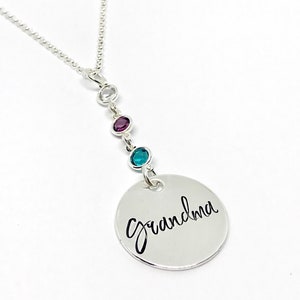 Personalized Birthstone Necklace, Best Gifts for Grandma, Sterling Silver Jewelry, Mothers Jewelry, Gifts for Mom, Gifts from Kids image 1