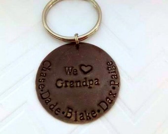 Grandpa Gifts from Kids, We LOVE Grandpa Keychain, Personalized Gift Ideas for Step Dad, Bonus Dad gift, Keychains for Men,  Best Gift