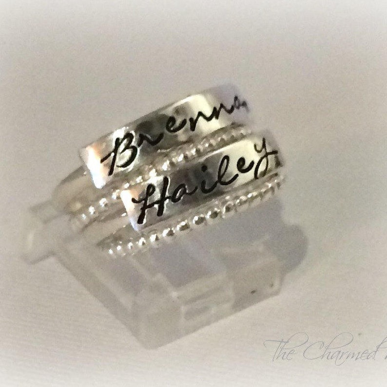 1st Mothers Day Custom Name Ring Stacking Rings
