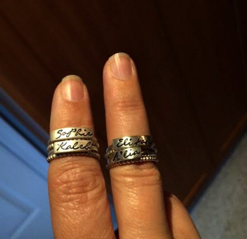 1st Mothers Day Custom Name Ring Stacking Rings