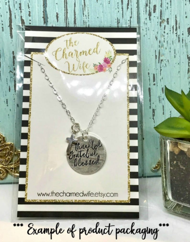 Thanksgiving Host gift, Thankful Grateful Blessed Necklace, Sterling Silver Jewelry, Hand Stamped Jewelry, gifts for mom image 4