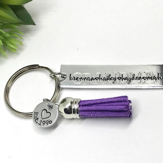 Personalized Gift Granny  Key Chain Heart Keychain Personalized Initial Keychain Gift for Him  Her Grandma Charm