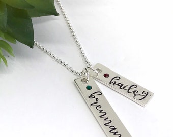 Birthstone Necklace for Mom, Gifts for Mom from Daughter, Nameplate Necklace