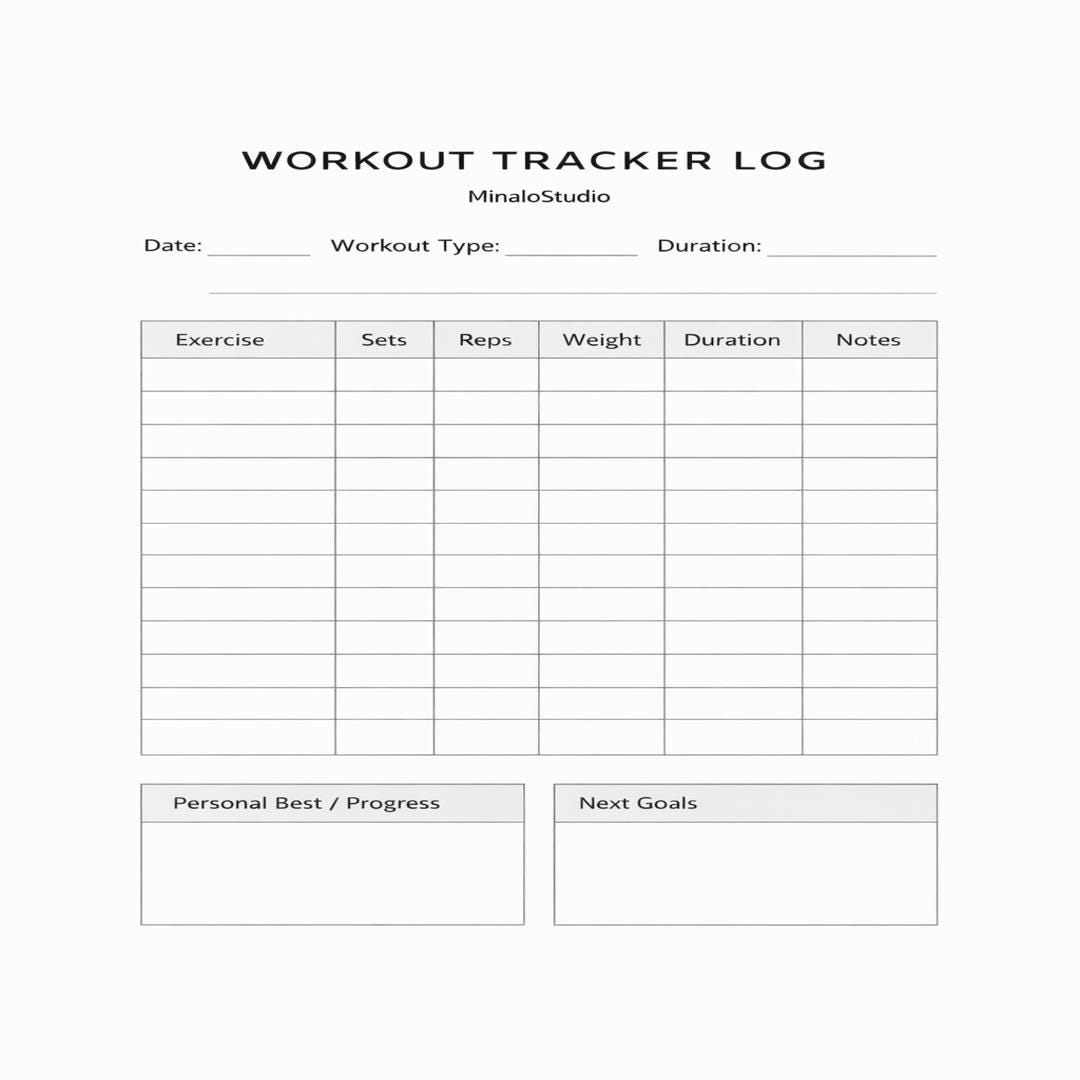 Workout Tracker Printable | Fitness Training Log | Exercise Log Sheet ...