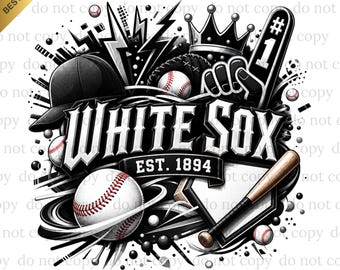 White Sox PNG, White Sox Baseball, Baseball PNG, Digital download, Game Day, Baseball Gifts, Best for Print, T-shirt, Team, Baseball Clipart