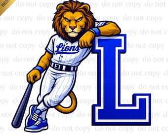 Lions PNG, Lions Baseball, Mascot, Baseball PNG, Digital download, Game Day, Baseball Gifts, Best for Print, T-shirt, Baseball Mom