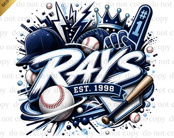 Rays PNG, Rays Baseball, Baseball PNG, Digital download, Game Day, Baseball Gifts, Best for Print, T-shirt, Spirit Baseball Clipart, Tumbler