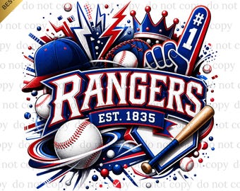 Rangers PNG, Rangers Baseball, Baseball PNG, Digital download, Game Day, Baseball Gifts, Best for Print, T-shirt, Spirit Baseball Clipart