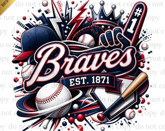 Braves PNG, Braves Baseball, Baseball PNG, Digital download, Game Day, Baseball Gifts, Best for Print, T-shirt, Spirit Baseball Clipart