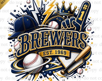 Brewers PNG, Brewers Baseball, Baseball PNG, Digital download, Game Day, Baseball Gifts, Best for Print, T-shirt, Spirit Baseball Clipart