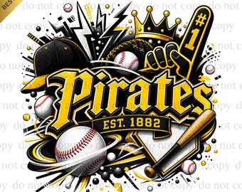 Pirates PNG, Pirates Baseball, Baseball PNG, Digital download, Game Day, Baseball Gifts, Best for Print, T-shirt, Spirit Baseball Clipart