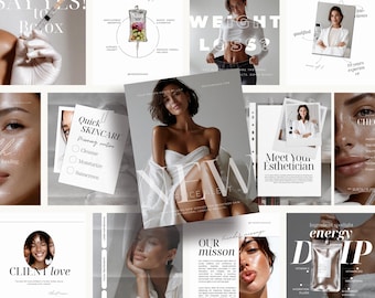 Mais de 430 modelos de Instagram para clínicas de estética | Instagram de Botox e Preenchimento | Mídias sociais para cuidados com a pele, depilação a laser, terapia intravenosa e contorno corporal