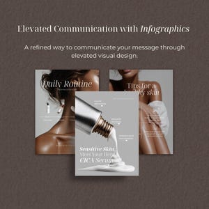 Pode incluir: Um an&uacute;ncio de produtos para cuidados com a pele apresenta tr&ecirc;s imagens com texto. A imagem central mostra um tubo dispensando um s&eacute;rum branco, com o texto "Sensitive Skin Meet Your Hero CICA Serum". As outras imagens mostram uma "Rotina di&aacute;ria" e "Dicas para uma pele saud&aacute;vel."