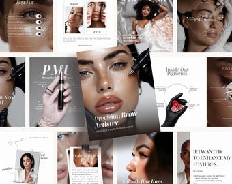 359 PMU Instagram-sjablonen | Sjablonen voor permanente make-up voor sociale media | PMU-browsen op Instagram | Lipblush pmu Post | Eyeliner-tatoeage