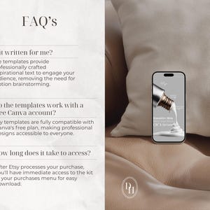 Pode incluir: Um smartphone exibe um an&uacute;ncio de produto para um s&eacute;rum CICA, com um l&iacute;quido branco fluindo de um tubo met&aacute;lico. A imagem &eacute; definida contra um fundo neutro com o texto "FAQ's".