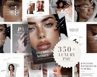 359 PMU Instagram Templates | Permanent Makeup Templates for Social Media | PMU Brows Instagram | Lip Blush pmu Post | Eyeliner Tattoo