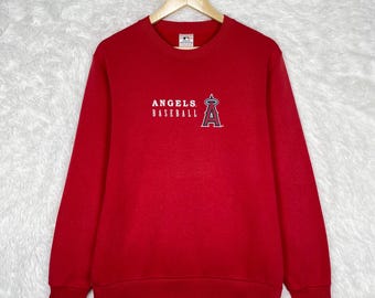 Bluza baseballowa Los Angeles Angels w kolorze czerwonym z okrągłym dekoltem, oryginalna MLB, rozmiar L