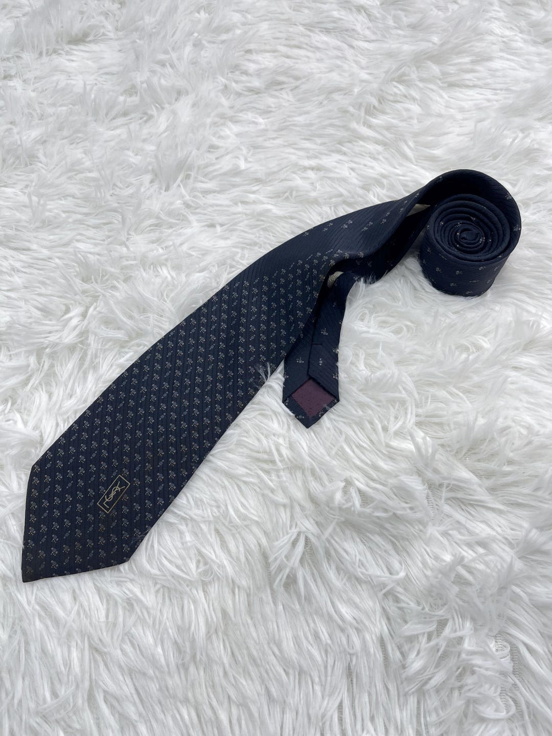 Ysl Necktie Rabbit Vintage Yves Saint Laurent Silk Tie, YSL Navy Blue & Red Patterned ...