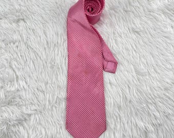 Vintage Hermès Paris Silk Tie 758606 MA, Pink Coral Geometric H Pattern