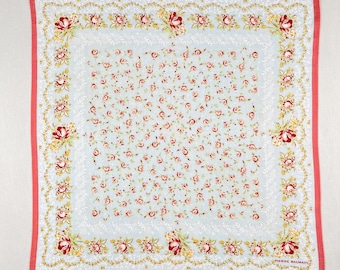 Pañuelo vintage Pierre Balmain Paris con estampado floral, bufanda de algodón azul claro