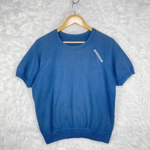 Vintage Mademoiselle NON NON Sports Papas Blue Short Sleeve Sweatshirt, Raglan Crewneck Pullover, Japanese Designer Streetwear, Size M