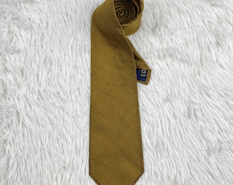 Vintage Lancetti Milano Silk Tie, Mustard Gold Textured Woven Necktie, Made in Italy