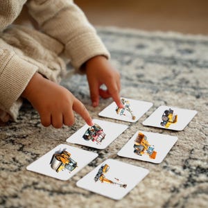 Véhicules de construction, cartes mémoire Montessori, téléchargement pdf