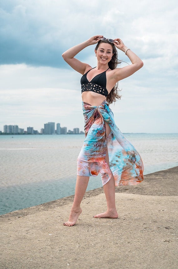 high above the clouds midi dress blue Retro Vintage Bohemian Floral Print Beach Sarong Wrap main image 0