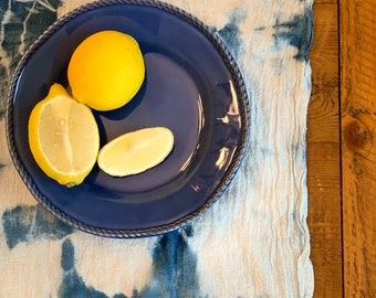 Indigo tea towel| Ice dye kitchen towel| Natural dye towel| Boho kitchen towel| Shibori tea towel| tie dye dish towel|