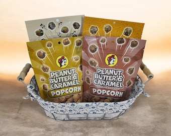Combinaciones de canasta de regalo de palomitas de maíz endulzadas de Buc-ee y/o juegos de regalo individuales