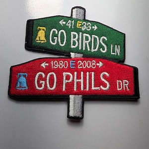 Patch Go Birds Go Phils-straatnaambord | Philadelphia-sportventilator opstrijkbaar (3 x 3 inch)