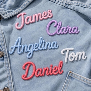 Custom Name Embroidered Patch, Pastel Cursive Badge, Graffiti (Iron On/Sew On)