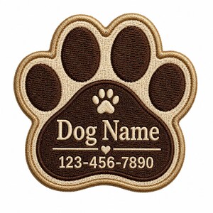Geborduurde naampatch hond/kat poot, aangepaste huisdier herdenkingspatch