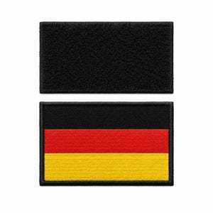 German Flag Patch, Black Red Gold Embroidered Badge, Hook and Loop Backing