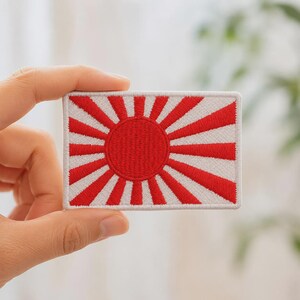 Rising Red Sun Embroidery Patch | Japanese Sunburst Applique Badge