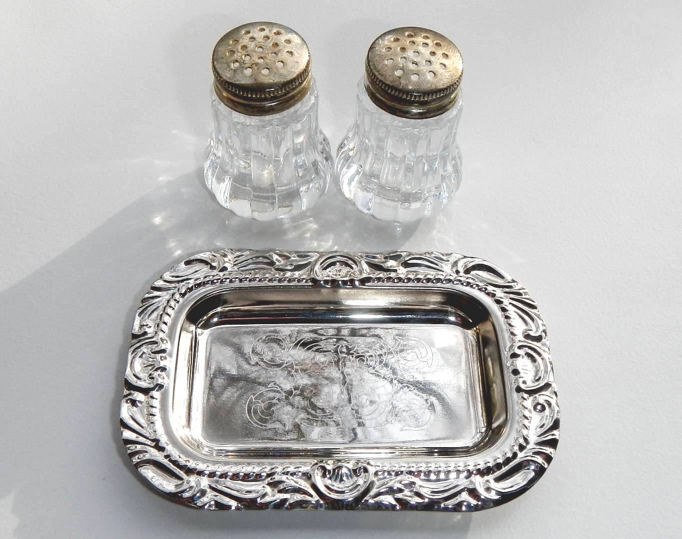 Salt and Pepper Shakers on Ornate Tray Vintage Table Serving Etsy Salt and Pepper Shakers on Ornate Tray Vintage Table Serving Etsy