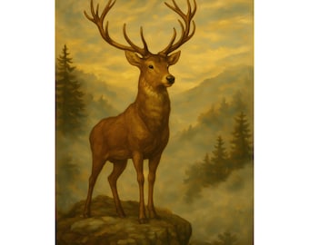Majestic Stag Forest Poster | Vintage Deer Wall Art