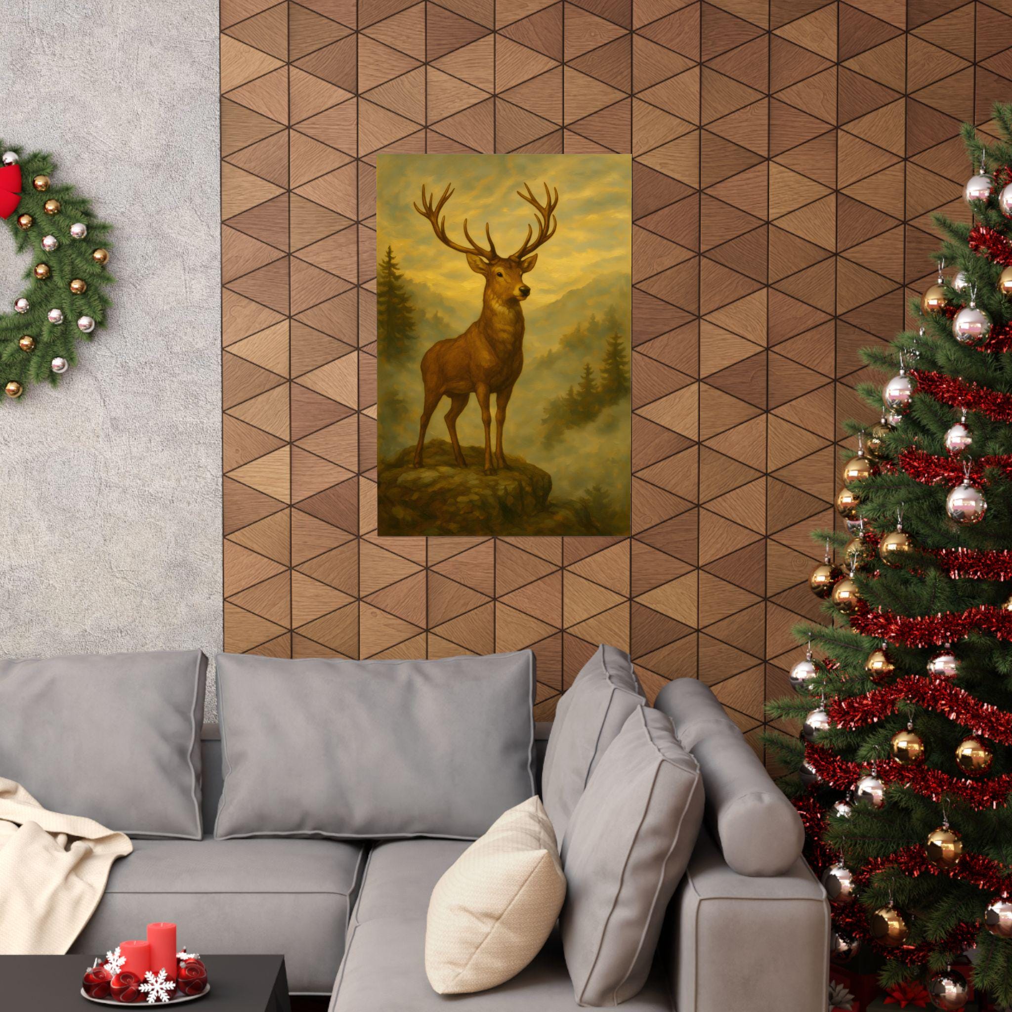 Majestic Stag Forest Poster | Vintage Deer Wall Art - Etsy
