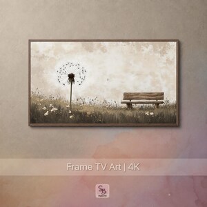 Frame TV Art 4K | Pusteblume und alte Holzbank – ein Mutmacher | Sepia auf Leinen